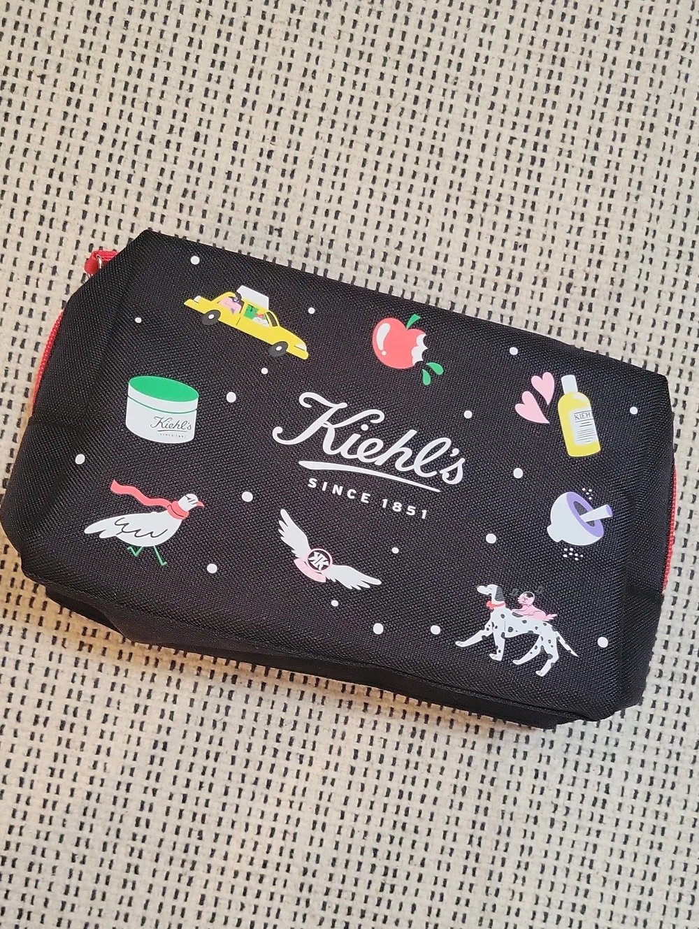 Kiehl's Black Cosmetic Pouch with Playful Icon Print Limited Editon